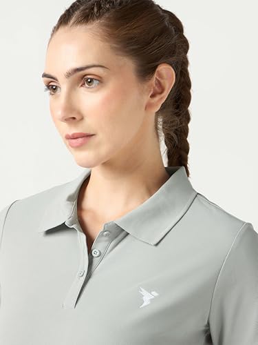 Image of TECHNOSPORT Womens Polyester Slim Fit Solid Half Sleeve Polo Matpiq T-Shirt with Techno Dry, Anti Static for Regular Use