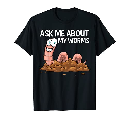 Funny Worm Art For Men Women Worm Farming Composting Casting T-Shirt