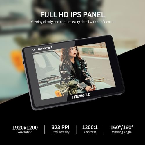 FEELWORLD LUT7 7 Inch Ultra Bright 2200nit Touchscreen Camera DSLR Field Monitor with 3D Lut Waveform Automatic Light Sensor 1920x1200 4K HDMI Input