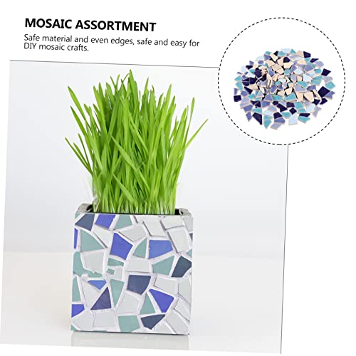 Exceart 2Pcs Ceramic Mosaic White Tile Round Vases For Centerpieces White Petals Glazed Mosaic Assortment Crystal Mosaic China Tiles Ceramic Mosaic Tile Diy Glazed Mosaic Blue Diamond #TOP3