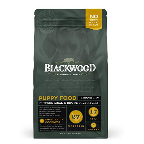 Blackwood Pet Food Puppy Dry Dog Food Growth Diet [Natural Dog Food For All Breeds and Sizes of Puppies], Chicken Meal & Brown Rice Recipe, 5 lb. bag (22266)