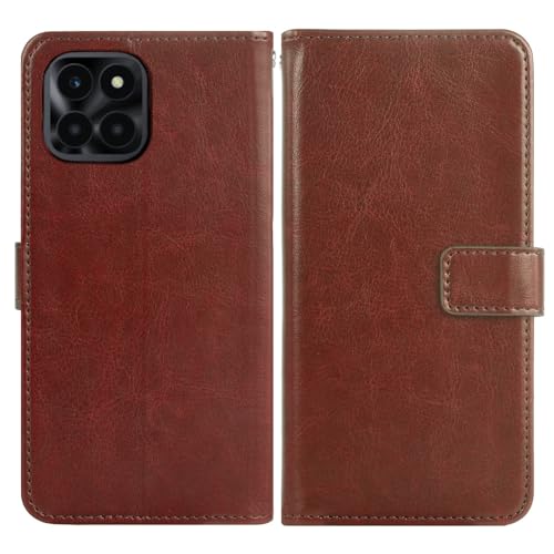 Coque cuir Honor X6A Asuwish marron avec rabat et vitre de protection - 4