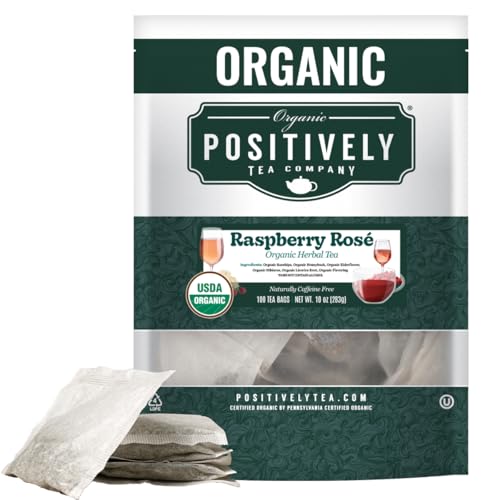 Image of Positively Tea, Organic Raspberry Rose Tea, 100 Ct Tea Bag Value Pack