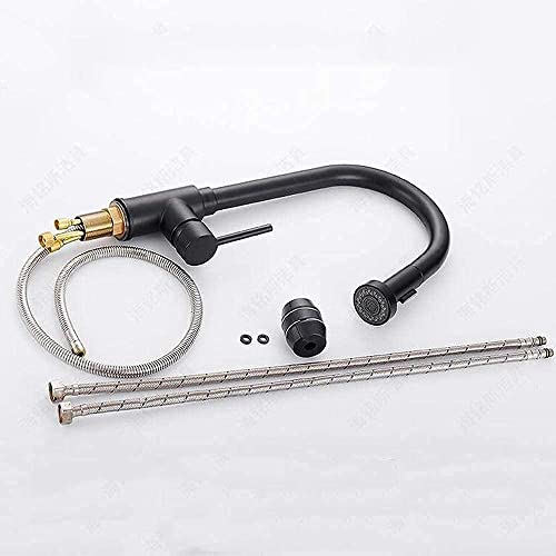 Robinet mitigeur d'évier noir avec douchette extractible et rotative à 2 modes pour cuisine