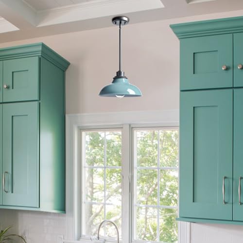 SHAWNKEY Modern Blue Pendant Light Fixture Kitchen Pendant Lights for Breadfast Nook Bar Dinning Room Coffee Shop Sea Green Nordic Style (Metal Rod) by SHAWNKEY - Used condition - Image 6