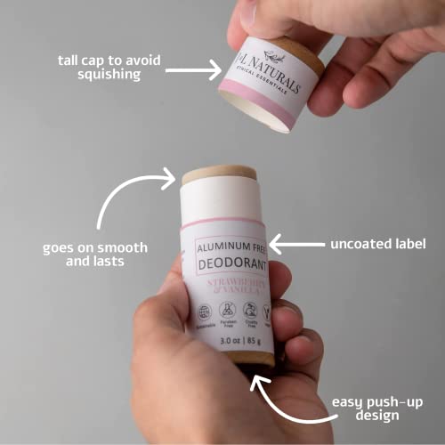 J&L Naturals Aluminum Free Deodorant For Men & Women | 100% Natural Ingredients With Coconut Oil, Shea Butter, & Essential Oils | Sustainable, Eco-Friendly (Strawberry & Vanilla, 3.0 Oz (Single)) #TOP1