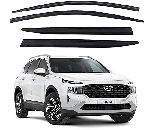 KD SAFE Smoke Window Visor Sun Rain Vent Guard 4 Pcs Set Compatible with 2021 Hyundai Santa Fe Out Channel Visor, K-901-168-1