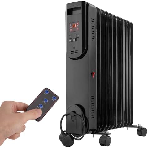 Geepas 2500W Digital Oil Filled Radiator, 11 Fin – Portable Electric ...