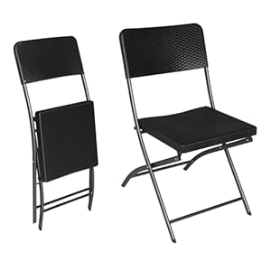 eSituro 2er Klappstuhl Faltbar Klappstühle bis 150 kg Belastbar Gartenstuhl Klappbar Möbel Balkonstuhl Schreibtischstuhl für Büro Garten Balkon Terrasse Camping Stuhl, 59 x 81 x 46 cm, Schwarz