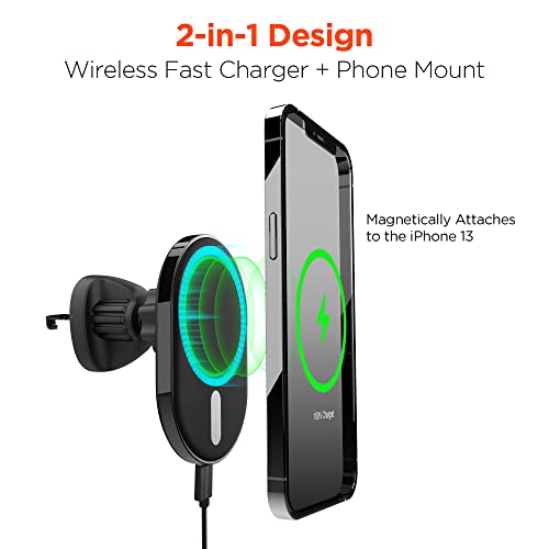MagSafe Magnetic Wireless Fast Charging Car Air Vent Phone Holder Mount [Hands Free -Easily Install] High Speed Charger for iPhone 15,14,13,12 [Black]