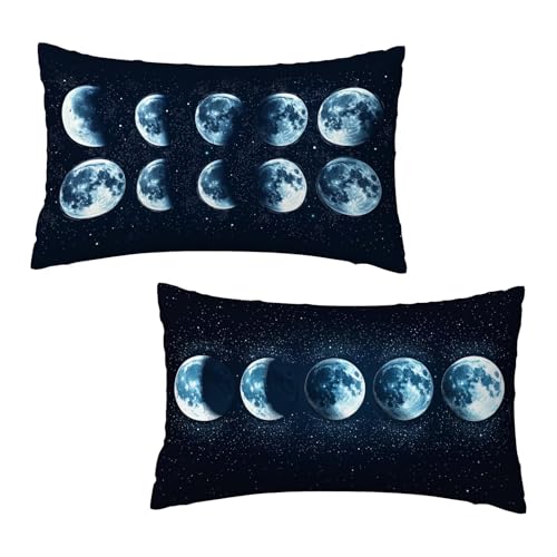 Funda Cojin 30x50 cm Brillante Fundas Cojines Sofa Luna Juego de 2, Rectangular Terciopelo Fundas de Cojines con Cremallera Oculta Suave y Transpirables Sofa Decorativa Regalos para Mujer Decor O-8