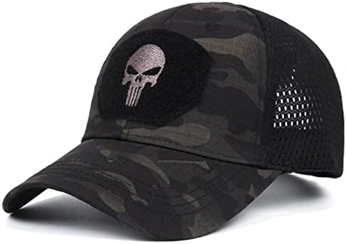 Skull Mesh Baseball Cap Men Tactical Operator Caps Fitted Outdoor Breath Hats