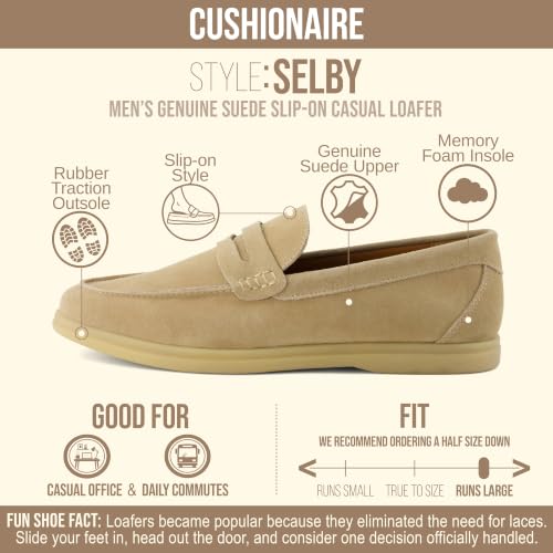 CUSHIONAIRE Selby Men's Genuine Leather Slip-On Casual Penny Loafers – Memory Foam, Rubber Sole - Image 5