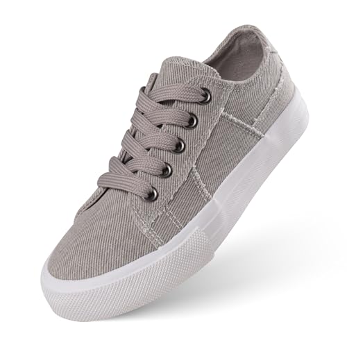 JUDIS Kids Lace up Fashion Canvas Shoes Low Top Casual Walking Sneakers for Boys