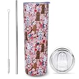 sxmluedn Poodle Gifts for Women Cute Dog Tumbler Coffee Cup for Women Poodle Travel Mug 20 Oz Stainless Steel Insulated Water Bottle With Lid and Straw