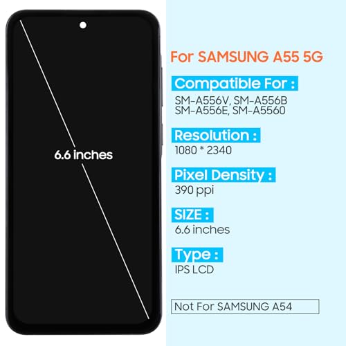Écran Samsung Galaxy A55 5G avec châssis kit LCD complet