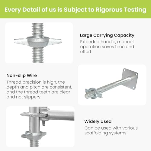 Adjustable Leveling Jack 12", Scaffolding Galvanized Screw Solid Stem Jack with Base Plate, 4 Pack by LJJJXXX - Image 3