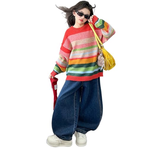 [HONGHXUAN] ̎q ㉺ 2_Zbg jbg Z[^[ fjpc  N[lbN {[_[ W[W tH  Vv ZbgAbv K[Y  JWA  i ʊw  ̎q 120-170cm (ʐ^