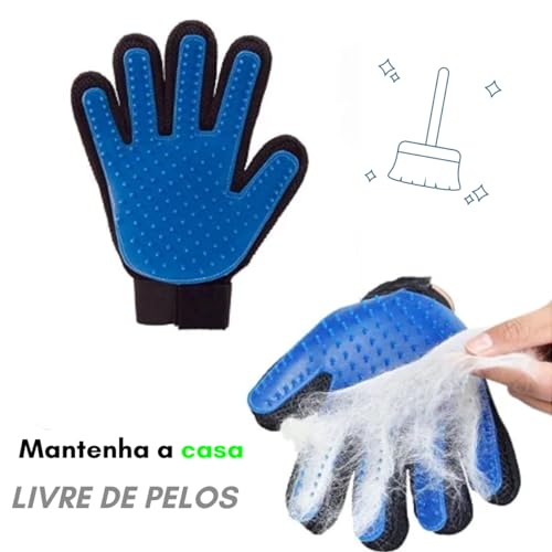 Luva Removedora Pelos Pet - Cerdas Macias Massageadoras Magnéticas Luva Massageadora Estimula CIrcul