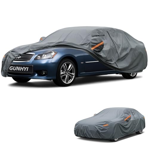 Image of GUNHYI Premium Car Cover Custom Fit Infiniti M-Series M35 /M45, 16 Layers Heavy Duty Car Cover Waterproof All Weather with Zipper Door for Sun Rain Snow Dust Uv Protection
