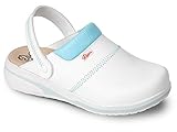 Antiestático Zueco ANTIbactariano Modelo MAR Blanco-Celeste Talla 39 Certificado CE EN ISO 20347 Marca DIAN