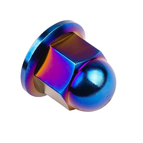 Image of Titanium M6 M8 M10 Dome Head Acorn Nuts for Bicycle Motorcycle Exhaust Pipe Car Pack of 6 (M10, Burning Blue)