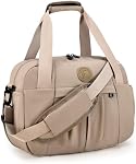 Small Carry On Bag 40x30x15cm Airline Approved Duffle Duffel Bag with Wet Pocket Overnight Weekender Gym Bag, Beige