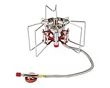 Bulin 5800W Campingkocher Windschutz,Gaskocher Faltbar mit Piezozündung,Outdoor Gasbrenner Edelstahl Traglast 25KG für Trekking Hiking Backpacking Rucksackwandern