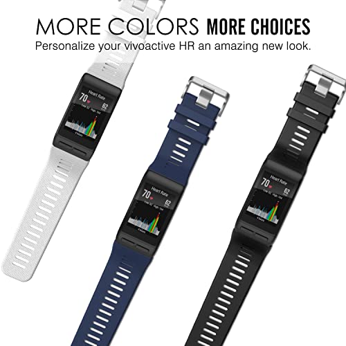 Moko Watch Band Compatible With Garmin Vivoactive Hr, Soft Silicone Replacement Watch Band Only For Garmin Vivoactive Hr Sports Gps Smart Watch With Adapter Tools - Midnight Blue #TOP6