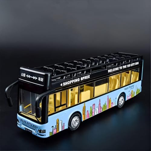 Image of Diecast Metal Long Sight View Double Decker Bus Light & Music Open Door Collection Model Long Bus Toys for Boy Kids