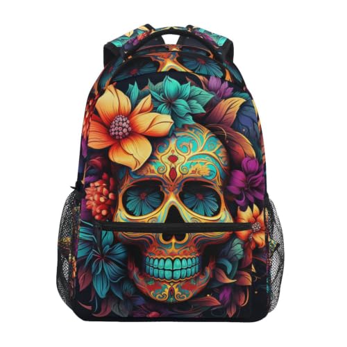Sac à dos pourpre crânes de sucre pour filles et garçons en voyage et école