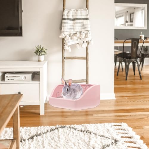 Bac à litière céramique lapin extra large haut de gamme rose