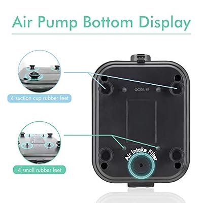 hygger Quiet <30dB Aquarium Air Pump, Adjustable Low Decibel Oxygen Fish Tank Pump 2 Air Outlets Ultra Silent Powerful Aerator Pump with Accessories Max 80GPH/160GPH/255GPH(10W, Up to 600Gallon)