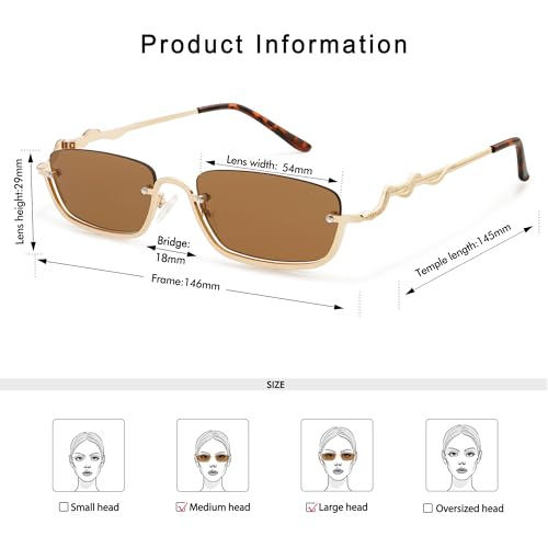Y2K Snake Sunglasses for Women Men Narrow Rectangular Y2k Chic Sunnies AP3649