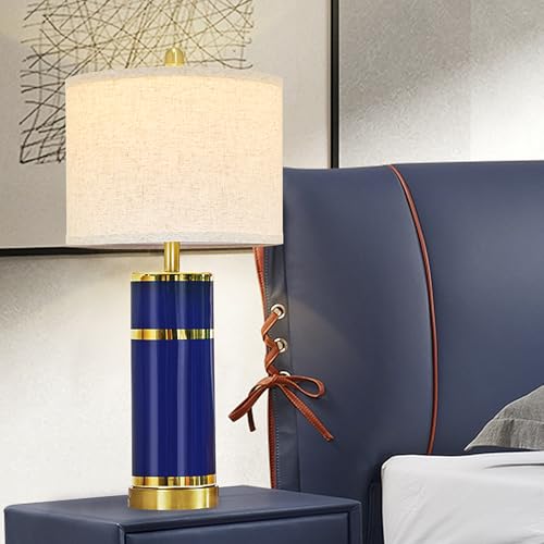 BLHDZJR Royal Blue & Gold Ceramic Table Lamps (Set of 2) - 28" Luxe Bedside Lights with USB Charging & Rotary Switch, Bulbs Included BLHDZJR Royal Blue & Gold Ceramic Table Lamps (Set of 2) - 28" Luxe Bedside Lights with USB Charging & Rotary Switch, Bulbs Included