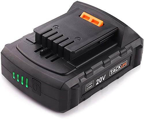 TACKLIFE 20V MAX 2000mAh Lithium Ion Rechargeable Battery for Cordless Drill, PCD04B, PCD04C, PCD06B, and PMT03B, LED Indicator Included, PPK02B