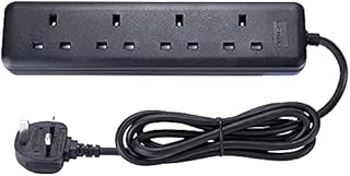 LIPWEL Black Extension Lead 4way Power Strip 6FT Extension Cord Power Socket 1.8m Extension Cable 13A Multi Plug for Home, Office,Kitchen.