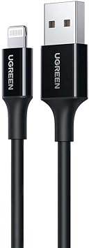 Ugreen iPhone Lightning 2.4A Data ve  arj Kablosu Siyah 2 Metre