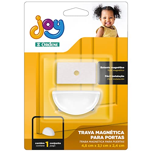 Trava Plástica Magnética para Portas, Cor Branca, Linha Joy, Ordene.