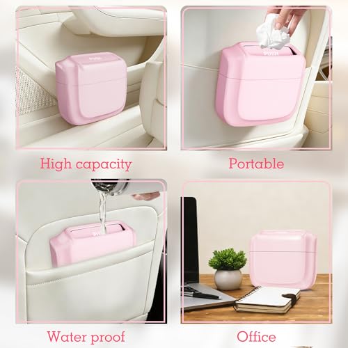 Image of Car Trash Can with Lid, Built-in Storage Garbage Bag, Leakproof Vehicle Trash, Car Accessories for Interior, Mini Garbage Bin for Automotive, Office, Kitchen, Bedroom, with 30pcs Trash Bags,2Pcs