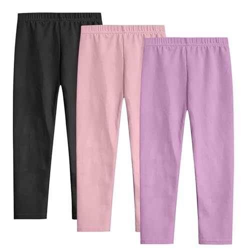 Dademeo 3 Pack Girl's Leggings Comfortable Stretchy Cotton Leggings Footless Soft Tights Pants for Girls 2025 Spring