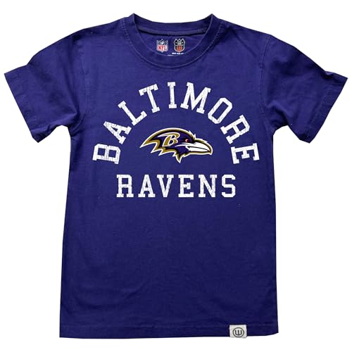 Wes and Willy NFL Kids Short Sleeve Organic Cotton Tee Shirt, Baltimore Ravens, Ravens Purple, 2T