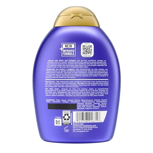 Ogx 91671 Thick & Full + Biotin & Collagen Volumizing Conditioner, Nutrient-Infused Conditioner With Vitamin B7 Biotin Gives Hair Volume & Body thumb #8