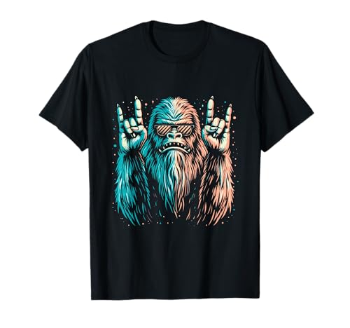 Bigfoot Rock 'n Roll Hand Sign - Funny Sasquatch Music Lover T-Shirt