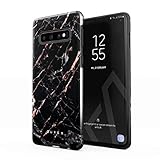 BURGA Phone Case Compatible with Samsung Galaxy S10 - Black Rose Gold Marble Meteor Shower Cute Case...