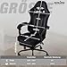 SUKIDA Gaming Stuhl Stoff, Ergonomischer Gaming Chair mit Fußstütze, Verstellbarer Racing Computerstuhl mit Lordosenstütze, Schwarz Ergonomisch PC-Stuhl