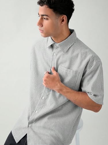 Image of Lymio Men Shirt || Striped Shirt for Man || Half Sleeve || 100% Cotton (Packs Also Available) (Oxford-Lining)