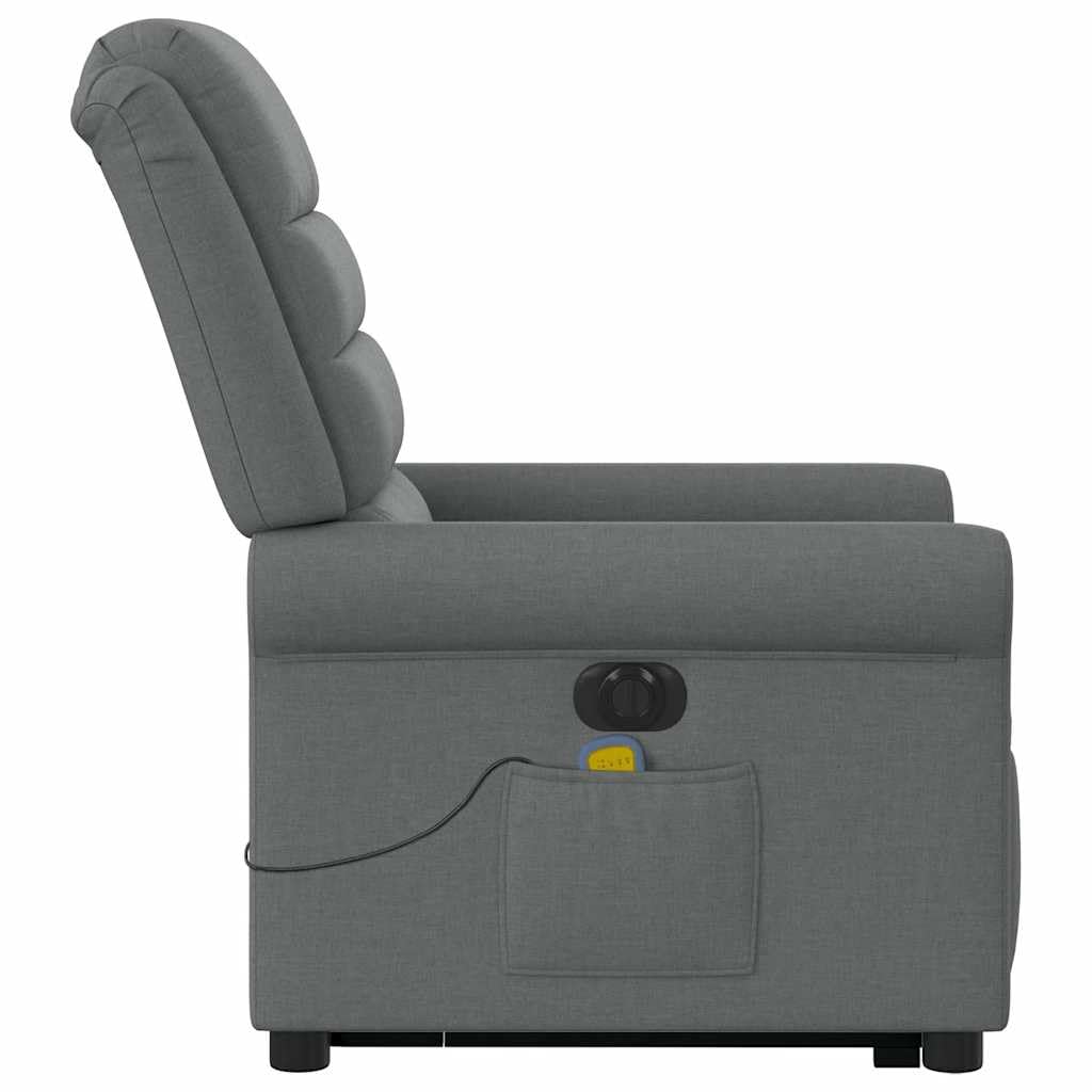 Sillón de Masaje eléctrico reclinable elevable Tela Gris Oscuro, Sillón Relax
