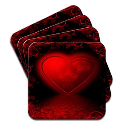 UNGROL Coaster Set of 4 Deep Red Square Acrylic Coasters