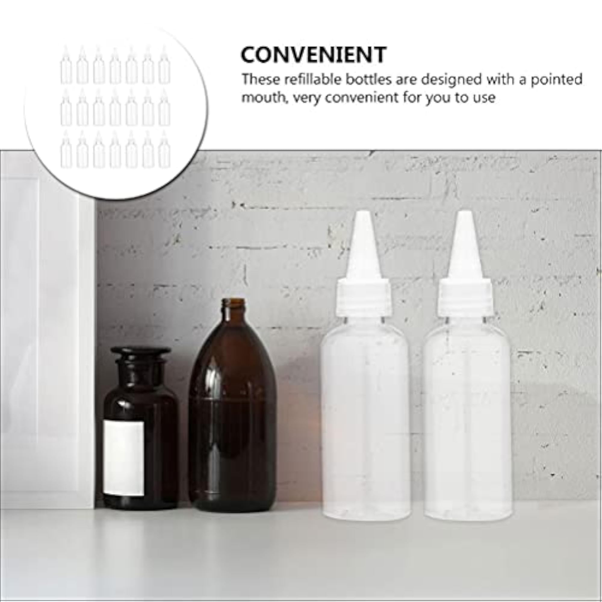 30Pcs 60ml Clear Bottle Squeeze Applicator Dispenser